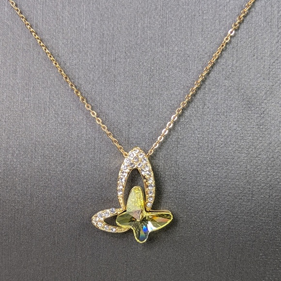 Simple Feather Boutique Jewelry Light Yellow Crystal Butterfly